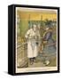 Butcher Serves Customer-Rasmus Christiansen-Framed Stretched Canvas