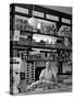 Butcher Standing at Meat Counter of Deli-Alfred Eisenstaedt-Stretched Canvas