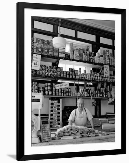 Butcher Standing at Meat Counter of Deli-Alfred Eisenstaedt-Framed Photographic Print