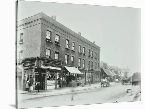 Butchers and Other Shops on the Tower Bridge Road, Bermondsey, London, 1900-null-Stretched Canvas