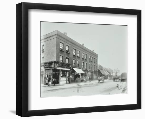 Butchers and Other Shops on the Tower Bridge Road, Bermondsey, London, 1900-null-Framed Photographic Print