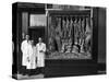 Butchers Standing Next to their Shop Window Display, South Yorkshire, 1955-Michael Walters-Stretched Canvas