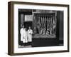 Butchers Standing Next to their Shop Window Display, South Yorkshire, 1955-Michael Walters-Framed Photographic Print