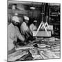 Butchers Trimming Pork Bellies for Bacon at Swift Meat Packing Packington Plant-Margaret Bourke-White-Mounted Photographic Print