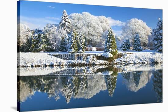 Bute Park in snow, Cardiff, Wales, United Kingdom, Europe-Billy Stock-Stretched Canvas