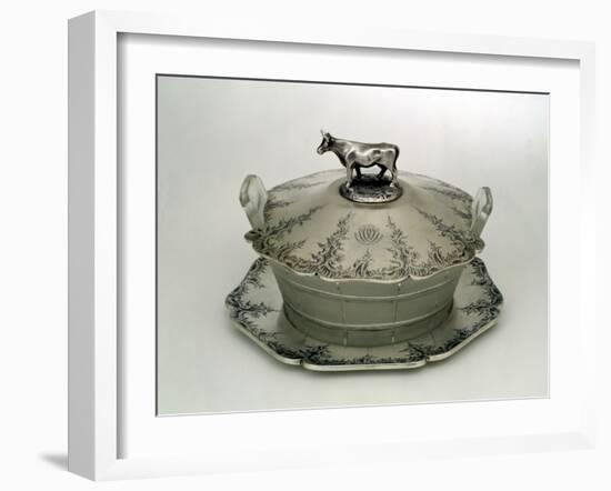 Butter Dish with a Frosted Glass Base (Silver and Frosted Glass)-Charles & George Fox-Framed Giclee Print