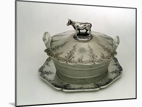 Butter Dish with a Frosted Glass Base (Silver and Frosted Glass)-Charles & George Fox-Mounted Giclee Print