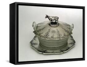 Butter Dish with a Frosted Glass Base (Silver and Frosted Glass)-Charles & George Fox-Framed Stretched Canvas