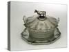 Butter Dish with a Frosted Glass Base (Silver and Frosted Glass)-Charles & George Fox-Stretched Canvas