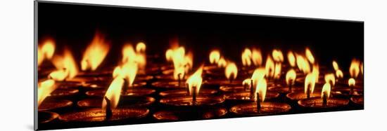 Butter lamps lit for the sacred full moon of July in Lo Manthang, Mustang Region, Nepal-null-Mounted Photographic Print