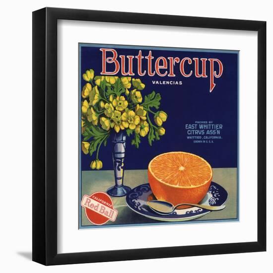 Buttercup Brand - Whittier, California - Citrus Crate Label-Lantern Press-Framed Art Print