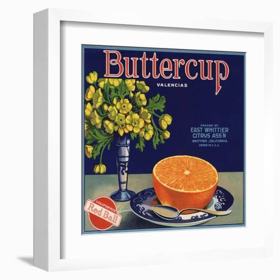 Buttercup Brand - Whittier, California - Citrus Crate Label-Lantern Press-Framed Art Print