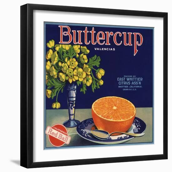 Buttercup Brand - Whittier, California - Citrus Crate Label-Lantern Press-Framed Art Print