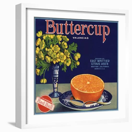 Buttercup Brand - Whittier, California - Citrus Crate Label-Lantern Press-Framed Art Print