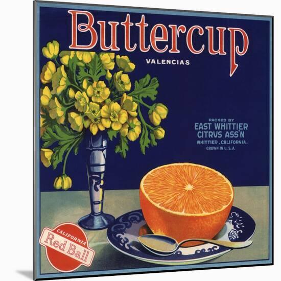 Buttercup Brand - Whittier, California - Citrus Crate Label-Lantern Press-Mounted Art Print