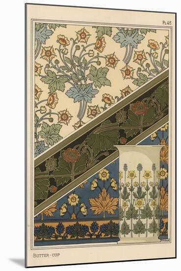 Buttercup in Art Nouveau Patterns for Wallpapers and a Vase, 1897 (Lithograph)-Eugene Grasset-Mounted Giclee Print