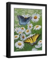 Butterflies and Daisies-Fred Szatkowski-Framed Art Print