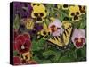 Butterflies and Pansies-William Vanderdasson-Stretched Canvas