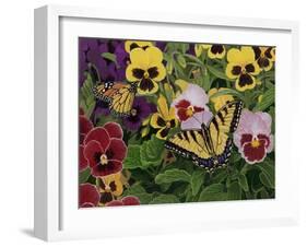 Butterflies and Pansies-William Vanderdasson-Framed Giclee Print