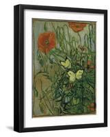 Butterflies and Poppies-Vincent van Gogh-Framed Premium Giclee Print