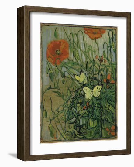 Butterflies and Poppies-Vincent van Gogh-Framed Premium Giclee Print