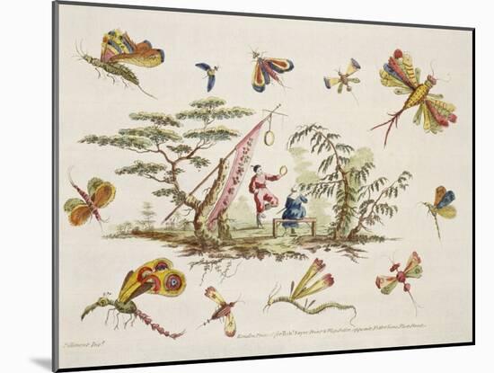 Butterflies and Two Central Figures-Jean Baptiste Pillement-Mounted Giclee Print