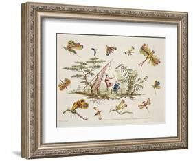 Butterflies and Two Central Figures-Jean Baptiste Pillement-Framed Giclee Print
