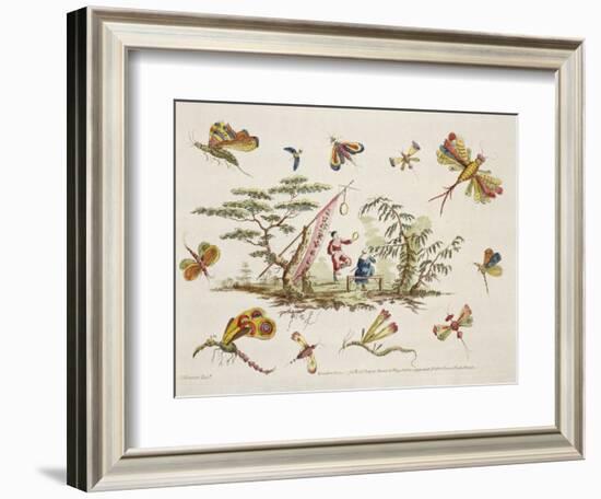 Butterflies and Two Central Figures-Jean Baptiste Pillement-Framed Giclee Print