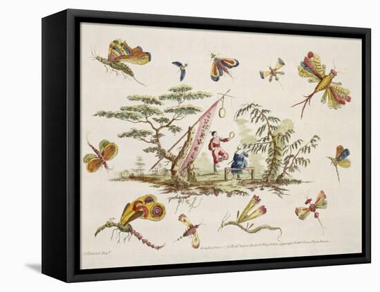 Butterflies and Two Central Figures-Jean Baptiste Pillement-Framed Stretched Canvas