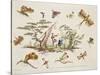 Butterflies and Two Central Figures-Jean Baptiste Pillement-Stretched Canvas