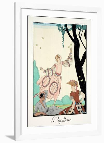 Butterflies, from 'Falbalas and Fanfreluches, Almanach des Modes Présentes,-Georges Barbier-Framed Giclee Print