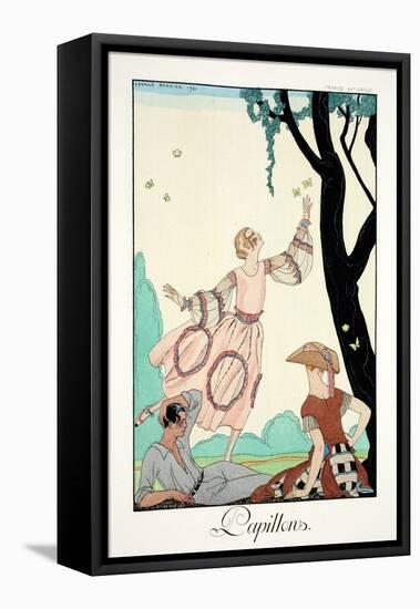 Butterflies, from 'Falbalas and Fanfreluches, Almanach des Modes Présentes,-Georges Barbier-Framed Stretched Canvas