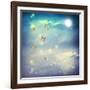 Butterflies In A Fantasy Moonligt Landscape-Melpomene-Framed Art Print