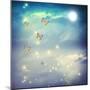 Butterflies In A Fantasy Moonligt Landscape-Melpomene-Mounted Art Print