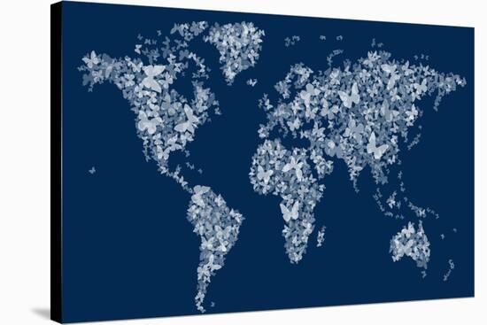 Butterflies Map of the World Map-Michael Tompsett-Stretched Canvas