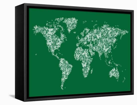 Butterflies Map of the World Map-Michael Tompsett-Framed Stretched Canvas