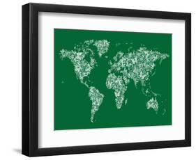 Butterflies Map of the World Map-Michael Tompsett-Framed Art Print