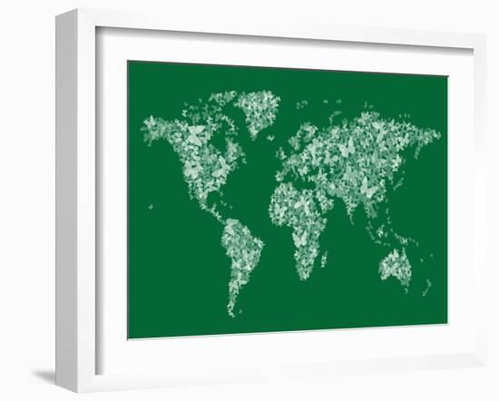 Butterflies Map of the World Map-Michael Tompsett-Framed Art Print