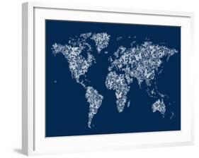 Butterflies Map of the World Map-Michael Tompsett-Framed Art Print