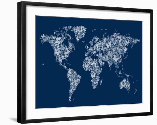 Butterflies Map of the World Map-Michael Tompsett-Framed Art Print