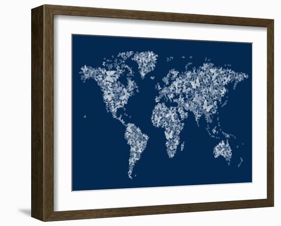 Butterflies Map of the World Map-Michael Tompsett-Framed Art Print