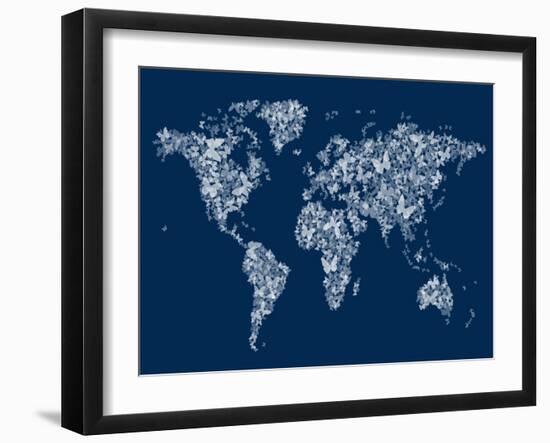 Butterflies Map of the World Map-Michael Tompsett-Framed Art Print