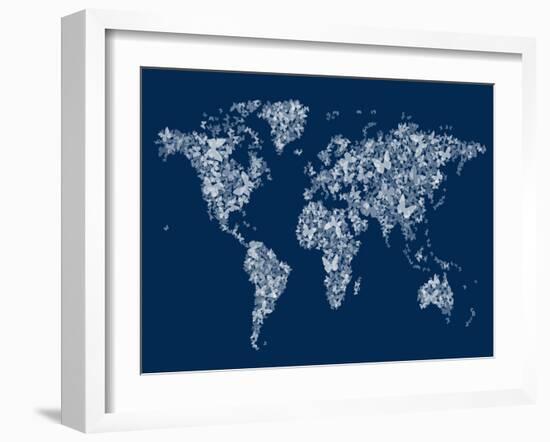 Butterflies Map of the World Map-Michael Tompsett-Framed Art Print