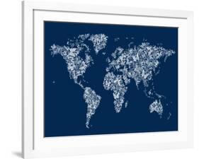 Butterflies Map of the World Map-Michael Tompsett-Framed Art Print