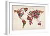 Butterflies Map of the World-Michael Tompsett-Framed Premium Giclee Print