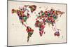 Butterflies Map of the World-Michael Tompsett-Mounted Art Print