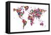 Butterflies Map of the World-Michael Tompsett-Framed Stretched Canvas