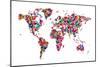 Butterflies Map of the World-Michael Tompsett-Mounted Premium Giclee Print