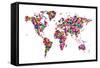 Butterflies Map of the World-Michael Tompsett-Framed Stretched Canvas