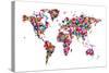 Butterflies Map of the World-Michael Tompsett-Stretched Canvas